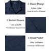 COOFANDY Men Short Sleeve Button Down Shirts Summer Linen Textured Shirt Casual Beach Tops with Pocket(Navy Blue)