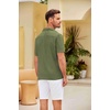 COOFANDY Men Short Sleeve Button Down Shirts Summer Linen Textured Shirt Casual Beach Tops with Pocket(Olive Green)
