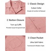 COOFANDY Men Short Sleeve Button Down Shirts Summer Linen Textured Shirt Casual Beach Tops with Pocket(Pink)