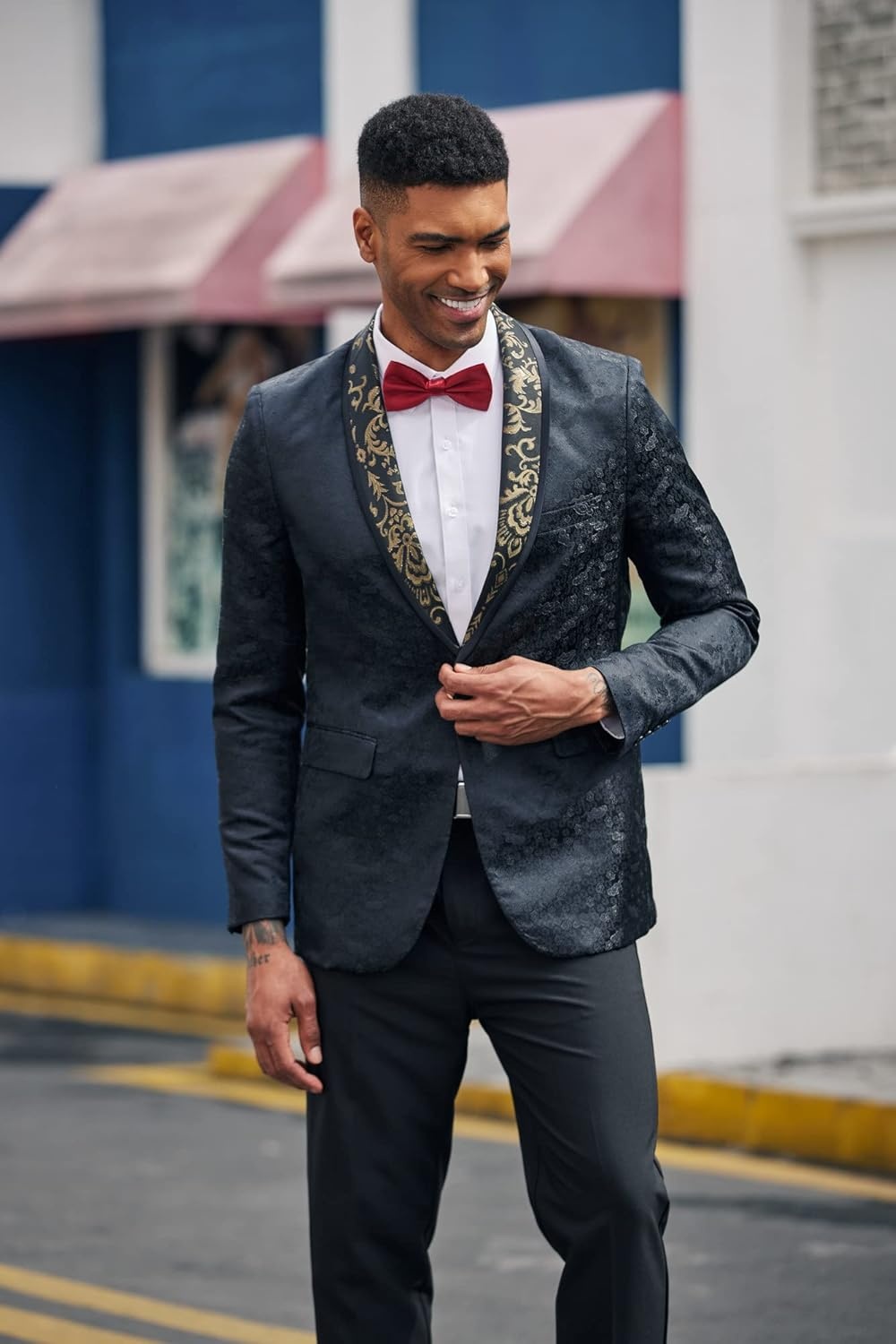 image:imageCOOFANDY Mens Floral Suit Jacket Shawl Lapel Slim Fit Stylish Blazer Dress Suit Prom Party Wedding Blazer