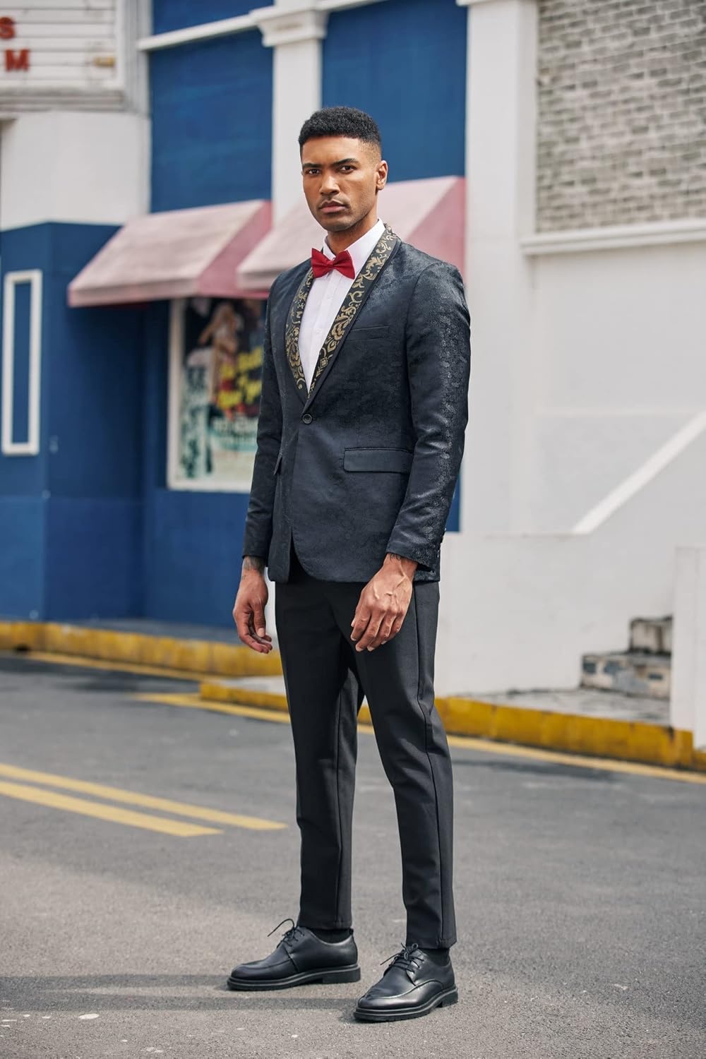 image:imageCOOFANDY Mens Floral Suit Jacket Shawl Lapel Slim Fit Stylish Blazer Dress Suit Prom Party Wedding Blazer