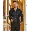 COOFANDY Mens Button Down Shirts Long Sleeve Dress Shirt Party Wedding Prom Dance Shirt Black, 3X-Large