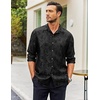 COOFANDY Mens Button Down Shirts Long Sleeve Dress Shirt Party Wedding Prom Dance Shirt Black, 3X-Large