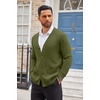COOFANDY Men’s Cardigan Sweater Long Sleeve Lightweight Casual V Neck Button Down Knitted Sweater with Pockets(Army Green)