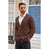 COOFANDY Men’s Cardigan Sweater Long Sleeve Lightweight Casual V Neck Button Down Knitted Sweater with Pockets(Brown)
