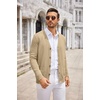 COOFANDY Men’s Cardigan Sweater Long Sleeve Lightweight Casual V Neck Button Down Knitted Sweater with Pockets(Khaki)