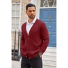 COOFANDY Men’s Cardigan Sweater Long Sleeve Lightweight Casual V Neck Button Down Knitted Sweater with Pockets(Wine Red)