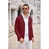 COOFANDY Men’s Cardigan Sweater Long Sleeve Lightweight Casual V Neck Button Down Knitted Sweater with Pockets(Wine Red)