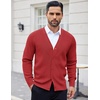 COOFANDY Men’s Cardigan Sweaters with Button Lightweight Casual V Neck Long Sleeve Pockets Knitted Sweater(Dark Red)