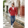 COOFANDY Men’s Cardigan Sweaters with Button Lightweight Casual V Neck Long Sleeve Pockets Knitted Sweater(Dark Red)