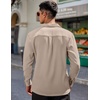 COOFANDY Mens Casual Dress Long Sleeve Shirt Fashion Solid Beach Wedding Shirts Khaki 3X-Large