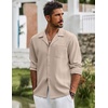 COOFANDY Mens Casual Dress Long Sleeve Shirt Fashion Solid Beach Wedding Shirts Khaki 3X-Large