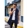 COOFANDY Men’s Ruffle Shawl Collar Cardigan Sleeveless Open Front Sleeveless Kimono Vest(Blue Violet)