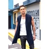 COOFANDY Men’s Ruffle Shawl Collar Cardigan Sleeveless Open Front Sleeveless Kimono Vest(Blue Violet)