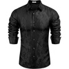 COOFANDY Mens Button Down Shirts Long Sleeve Dress Shirt Party Wedding Prom Dance Shirt Black, 3X-Large