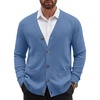 COOFANDY Men’s Cardigan Sweater Long Sleeve Lightweight Casual V Neck Button Down Knitted Sweater with Pockets(Blue)