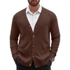 COOFANDY Men’s Cardigan Sweater Long Sleeve Lightweight Casual V Neck Button Down Knitted Sweater with Pockets(Brown)