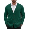 COOFANDY Men’s Cardigan Sweater Long Sleeve Lightweight Casual V Neck Button Down Knitted Sweater with Pockets(Dark Green)