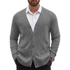 COOFANDY Men’s Cardigan Sweater Long Sleeve Lightweight Casual V Neck Button Down Knitted Sweater with Pockets(Grey)