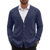 COOFANDY Men’s Cardigan Sweater Long Sleeve Lightweight Casual V Neck Button Down Knitted Sweater with Pockets(Navy Blue)