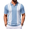 COOFANDY Mens Polo Shirts Short Sleeve Casual Knit Polo Shirt Vintage Golf T Shirts Old Money Tops(Light Blue & White)