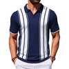 COOFANDY Mens Polo Shirts Short Sleeve Casual Knit Polo Shirt Vintage Golf T Shirts Old Money Tops(Navy Blue & White)