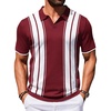 COOFANDY Mens Polo Shirts Short Sleeve Casual Knit Polo Shirt Vintage Golf T Shirts Old Money Tops(Wine Red & White)
