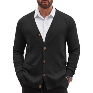 COOFANDY Men’s Cardigan Sweater Long Sleeve Lightweight Casual V Neck Button Down Knitted Sweater with Pockets(Black)