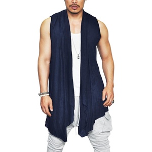 COOFANDY Men’s Ruffle Shawl Collar Cardigan Sleeveless Open Front Sleeveless Kimono Vest(Blue Violet)