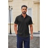 COOFANDY Men Button Down Shirt Short Sleeve Casual Shirts Printed Dress Shirt with Pocket(A-black)
