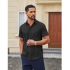 COOFANDY Men Button Down Shirt Short Sleeve Casual Shirts Printed Dress Shirt with Pocket(A-black)