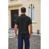 COOFANDY Men Button Down Shirt Short Sleeve Casual Shirts Printed Dress Shirt with Pocket(A-black)