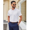 COOFANDY Men Button Down Shirt Short Sleeve Casual Shirts Printed Dress Shirt with Pocket(A-white)