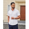 COOFANDY Men Button Down Shirt Short Sleeve Casual Shirts Printed Dress Shirt with Pocket(A-white)