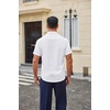 COOFANDY Men Button Down Shirt Short Sleeve Casual Shirts Printed Dress Shirt with Pocket(A-white)