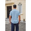 COOFANDY Men Button Down Shirt Short Sleeve Casual Shirts Printed Dress Shirt with Pocket(Blue)