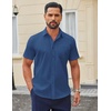 COOFANDY Men Button Down Shirt Short Sleeve Casual Shirts Printed Dress Shirt with Pocket(Blue White Star)
