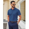 COOFANDY Men Button Down Shirt Short Sleeve Casual Shirts Printed Dress Shirt with Pocket(Blue White Star)