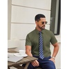 COOFANDY Men Button Down Shirt Short Sleeve Casual Shirts Printed Dress Shirt with Pocket(Dark Army Green)
