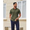 COOFANDY Men Button Down Shirt Short Sleeve Casual Shirts Printed Dress Shirt with Pocket(Dark Army Green)