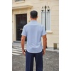 COOFANDY Men Button Down Shirt Short Sleeve Casual Shirts Printed Dress Shirt with Pocket(Light Blue-square)