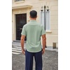 COOFANDY Men Button Down Shirt Short Sleeve Casual Shirts Printed Dress Shirt with Pocket(Light Green-flower)