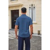 COOFANDY Men Button Down Shirt Short Sleeve Casual Shirts Printed Dress Shirt with Pocket(Navy Blue)