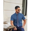COOFANDY Men Button Down Shirt Short Sleeve Casual Shirts Printed Dress Shirt with Pocket(Navy Blue)