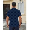 COOFANDY Men Button Down Shirt Short Sleeve Casual Shirts Printed Dress Shirt with Pocket(Navy Blue Square)