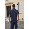 COOFANDY Men Button Down Shirt Short Sleeve Casual Shirts Printed Dress Shirt with Pocket(Navy Blue-polka Dots)