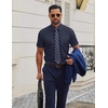 COOFANDY Men Button Down Shirt Short Sleeve Casual Shirts Printed Dress Shirt with Pocket(Navy Blue-polka Dots)