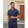 COOFANDY Men Button Down Shirt Short Sleeve Casual Shirts Printed Dress Shirt with Pocket(Navy Blue-polka Dots)