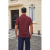 COOFANDY Men Button Down Shirt Short Sleeve Casual Shirts Printed Dress Shirt with Pocket(Wine Red-polka Dots)