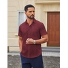 COOFANDY Men Button Down Shirt Short Sleeve Casual Shirts Printed Dress Shirt with Pocket(Wine Red-polka Dots)